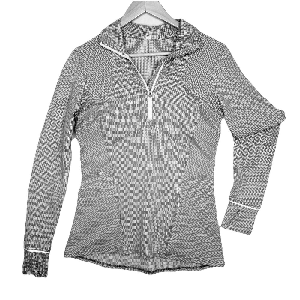Lululemon Women's Kanto Catch Me 1/2 Zip Top Heather White Slate grey Size 8